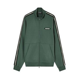 Emporio Armani Training Jackets, male, Green, Size: L Cotton Jersey Sweatshirt