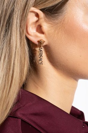 Versace Logo Earrings, Womens, Gold
