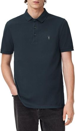 AllSaints Reform Cotton Piqu&eacute; Polo in Misty Blue at Nordstrom, Size X-Small