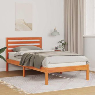 vidaXL Estructura De Cama Con Cabecera Marr&oacute;n Cera 100 X 200 Cm Vidaxl