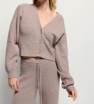 Nation Ltd Bo Balloon Sleeve Cardigan In Whisper