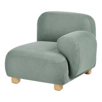 Beliani M&oacute;dulo Esquinero Izquierdo De Tela Asiento 1 Plaza Patas De Madera Repelente Al Agua Moderno Verde Claro Amli