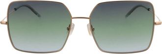 HUGO BOSS Rose Gold Metalen Montuur Grijs Groene Glazen Zonnebril