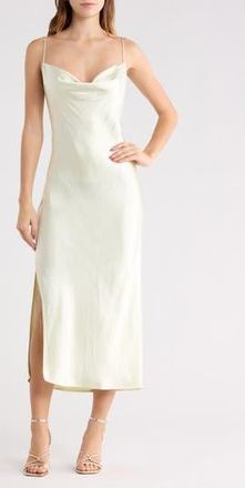 Open Edit Cowl Neck Satin Slipdress in Green Sylvan at Nordstrom Rack, Size X-Small