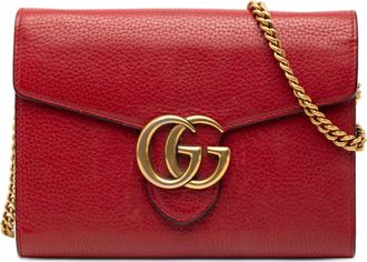 Gucci Pre-owned Womens Gg Marmont Leather Wallet On Chain - Brown - One Size