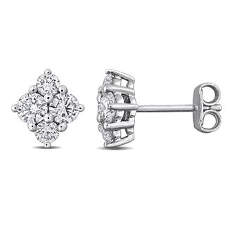 Mimi & Max Created Forever 1ct TW Lab-Grown Diamond Cluster Stud Earrings Sterling Silver