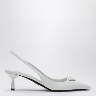 Prada White patent leather slingback pumps