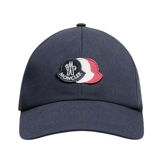 Moncler Caps, male, Blue, Size: ONE SIZE Logo Cotton Gabardine Baseball Cap