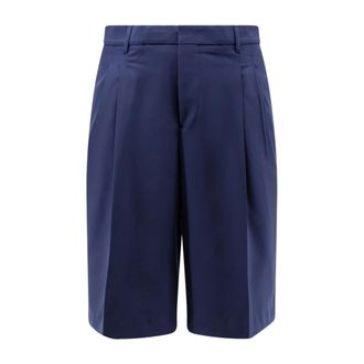 Ami Casual Shorts, male, Blue, Size: W38 Virgin Wool Pleated Shorts