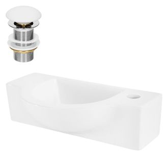 ML Design Lavabo ovalado de cer&aacute;mica con orifico a la derecha