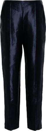 Giorgio Armani seam-detail satin trousers - women - Linen/Flax/Silk - 46 - Blue