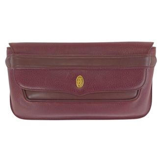 Cartier Bordeaux Wine Red Leather Clutch Bag (Pre-Owned)