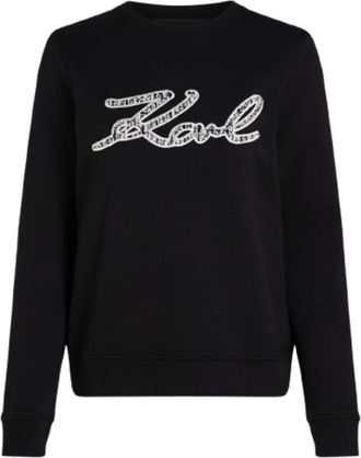 Karl Lagerfeld Hoodies & sweatvesten, Dames, Zwart, L, Katoen, Sweatshirt