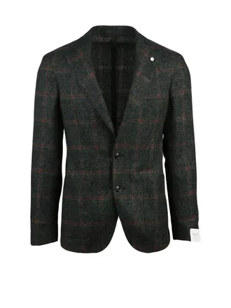 L.B.M. 1911 Rounded Check Pattern Jacket with Button Closure