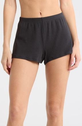 SKIMS Stretch Cotton Rib Loose Shorts in Z/dnusootdnu at Nordstrom, Size Xx-Small