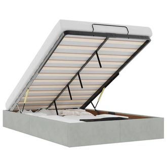 Berkfield Home Ottoman Bed Frame No Mattress Light Grey Double Velvet