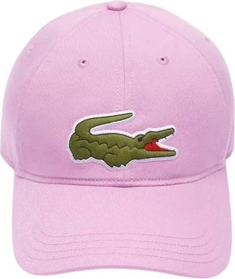 Lacoste Logo Cotton Twill Adjustable Baseball Cap (One Size) (Pink)