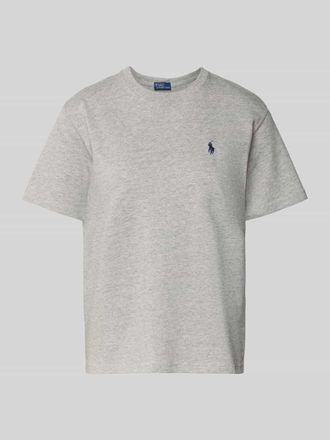 Polo Ralph Lauren T-Shirt mit Label-Stitching in Mittelgrau Melange, Gr&ouml;&szlig;e M