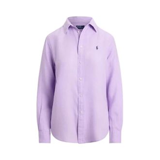 Ralph Lauren Shirts, female, Purple, Size: XS Classic Fit Linen Shirt