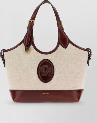 Versace canvas riviere tote bag contrast trim