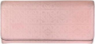 Loewe Pre-owned Anagram Leren Lange Portemonnee - Dames - Vintage Accessoires - Roze - ONE Size - Leer - Vintage