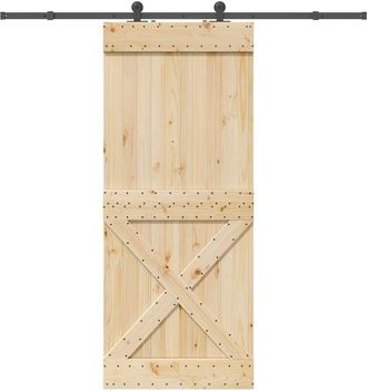 vidaXL Vidaxl Puerta Corredera Con Herrajes Madera Maciza De Pino 95x210 Cm