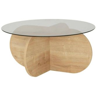 Dmora Dmora - Mesa De Caf&eacute; Doliveir, Mesa De Centro Baja, Revistero Para Sof&aacute;, Estante De La Sala De Estar, 75x75h35 Cm, Roble