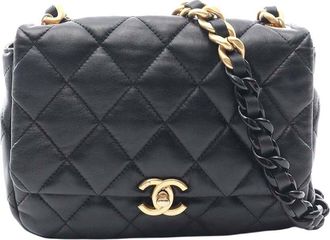 Chanel Black Lambskin Matelasse Shoulder Bag (Authentic Pre-Loved)