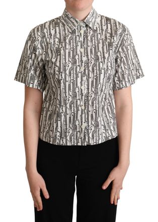 Dolce & Gabbana Dames Witte Bloemige Kraagblouse