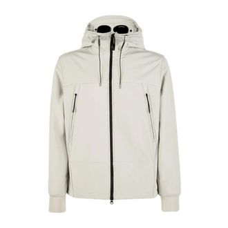 C.P. Company Soft Shell Pearl White Hooded Jacket - Heren - Regenjassen - Wit - 2XL - Polyester - Jassen