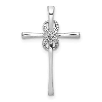 Diamond2Deal 10K White Gold.03ct. Diamond Infinity Cross Chain Slide Pendant