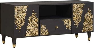 vidaXL Mueble De Tv Negro 105 X 33 X 46 Cm Madera De Mango Maciza Vidaxl