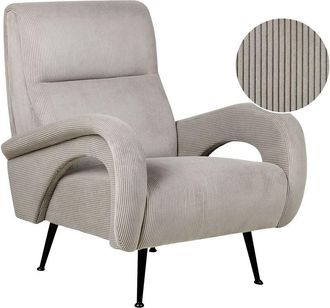 Beliani Beliani - Sill&oacute;n Tapizado Pana Estilo Retro Respaldo Bajo Crema Svalov