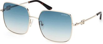 Guess Vierkante Metalen Zonnebril - Dames - Zonnebrillen - Geel - 58 MM - Accessoires