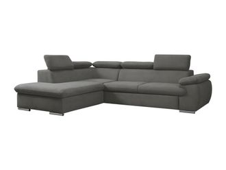VENTE-UNIQUE.COM Sof&aacute; rinconera poli&eacute;ster 5 plazas gris antracita 271x221cm