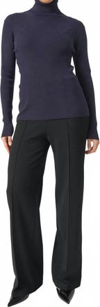 Soaked In Luxury Sina Rollneck Slim Fit Pullover In Night Sky