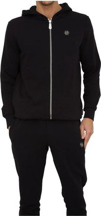 Philipp Plein Zwarte hoodie sweatshirt - Heren - Vesten met rits - Zwart - XL - Katoen - Hoodies & sweatvesten