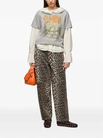 Ganni Graphic Print Jersey T-Shirt - Gray