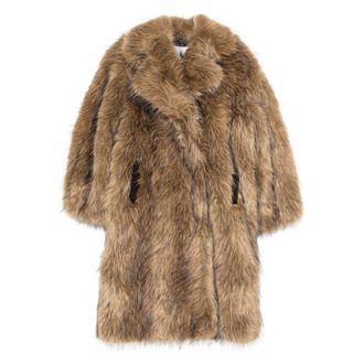 Ganni Notched-lapel Faux-fur Coat
