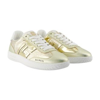 Balmain Womens Swan Sneaker Gold Calfskin