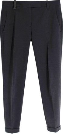 Brunello Cucinelli Grey Fitted Trousers with Signature Detail Size S