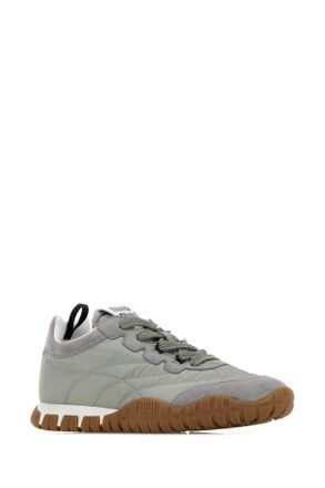 Miu Miu Womens Grey Re-Nylon And Suede Sneakers F0424