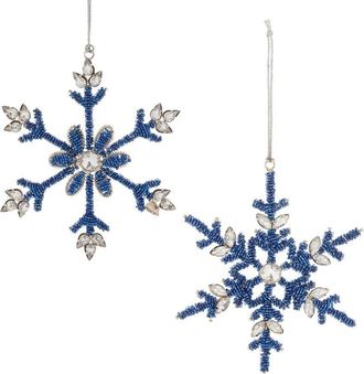 Melrose International Set Of 12 Beaded Metal Snowflake Ornament