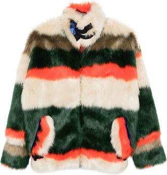 Quetsche striped faux-fur jacket - Neutrals