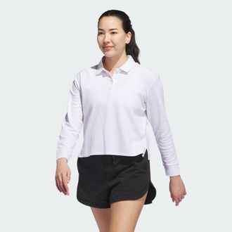 adidas adidas Performance Womens Beyond Long Sleeve Loose Polo Shirt - White - Size X-Large