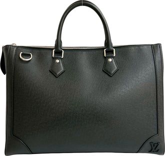 Louis Vuitton Black Leather Briefcase Shoulder Bag (Pre-Owned)