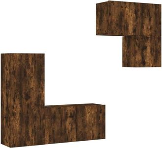 vidaXL Vidaxl - 4 Piece tv Wall Units Smoked Oak Engineered Wood