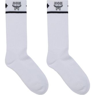 MCM Logo Jacquard Socks in White at Nordstrom, Size Medium