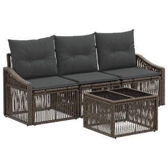 vidaXL Conjunto De Sof&aacute;s De Jard&iacute;n 4 Pcs Gris Rat&aacute;n Sint&eacute;tico Vidaxl