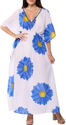 Ranee&rsquo;s Longline Cover-Up Caftan in White at Nordstrom Rack